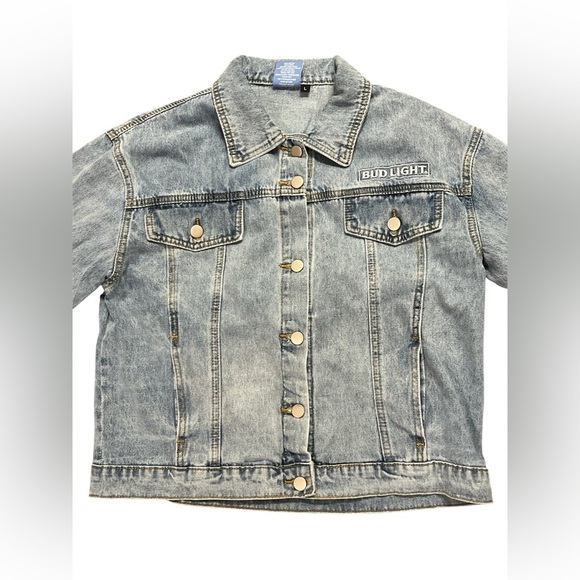 Vintage Bud Light Denim Fringe Jacket size large - Picture 6 of 8